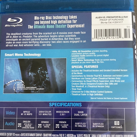 3 Sci-fi  Blue-ray DVDS: Transformers (special Alien Vs Predator - Picture 11 of 15